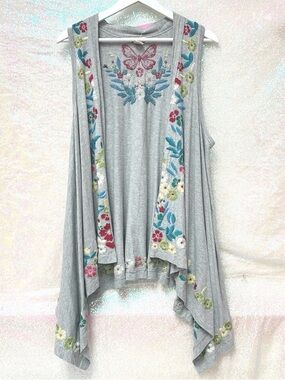 🌸Sundance Embroidered Boho Floral Open Vest- Coachella- Festival- Butterfly 🌸